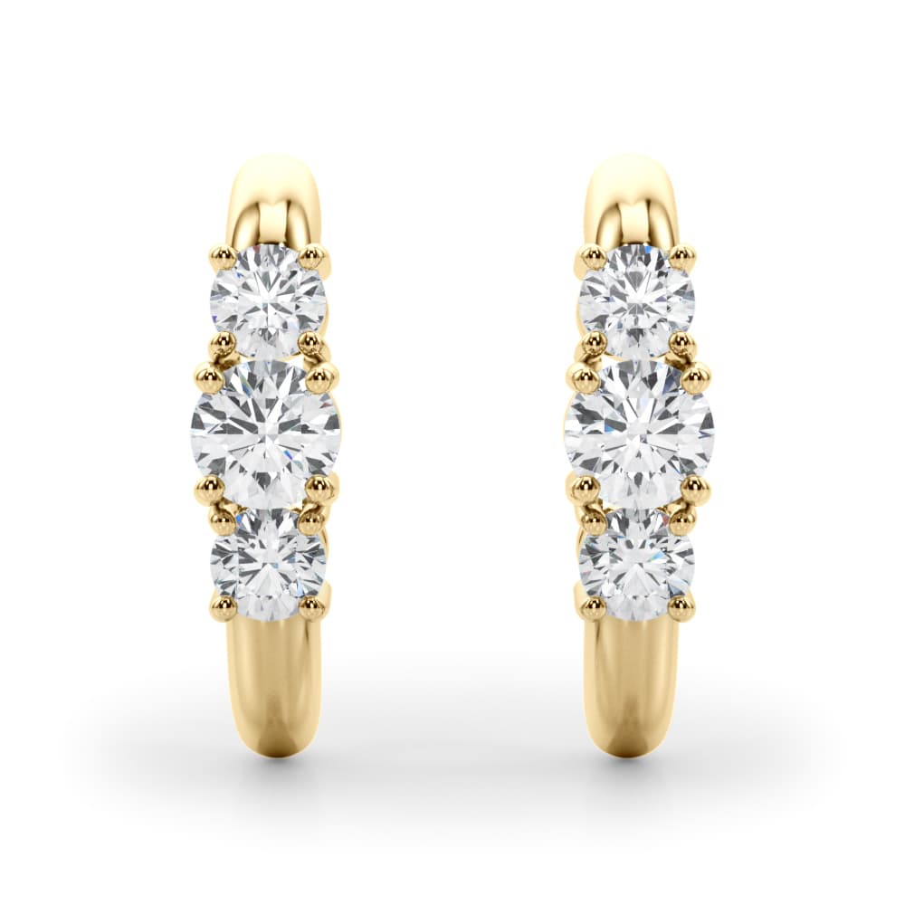 3-Stone Prong Set Earrings (0.48 ct. tw.), Front view in yellow gold