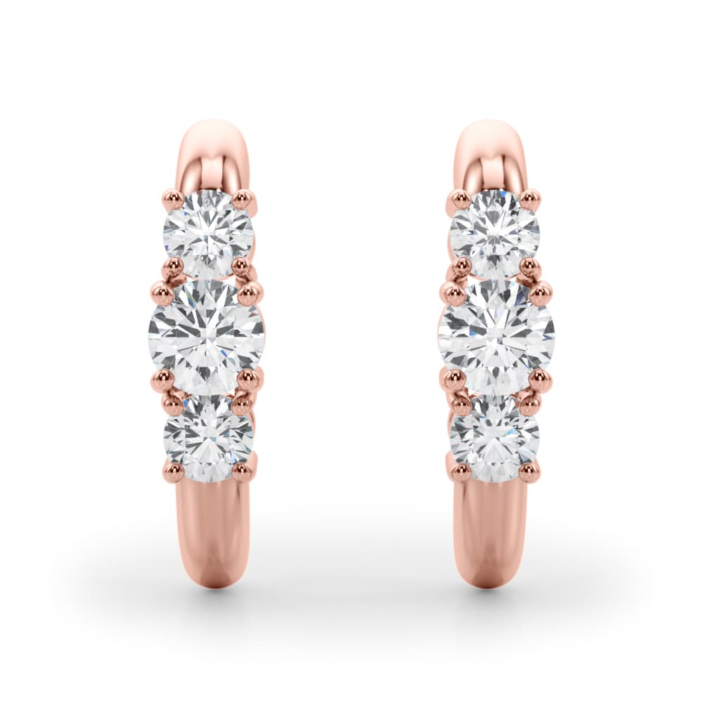 3-Stone Prong Set Earrings (0.48 ct. tw.), Front view in rose gold