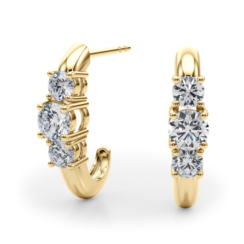 3-Stone Prong Set Earrings (0.48 ct. tw.), Angle view in yellow gold
