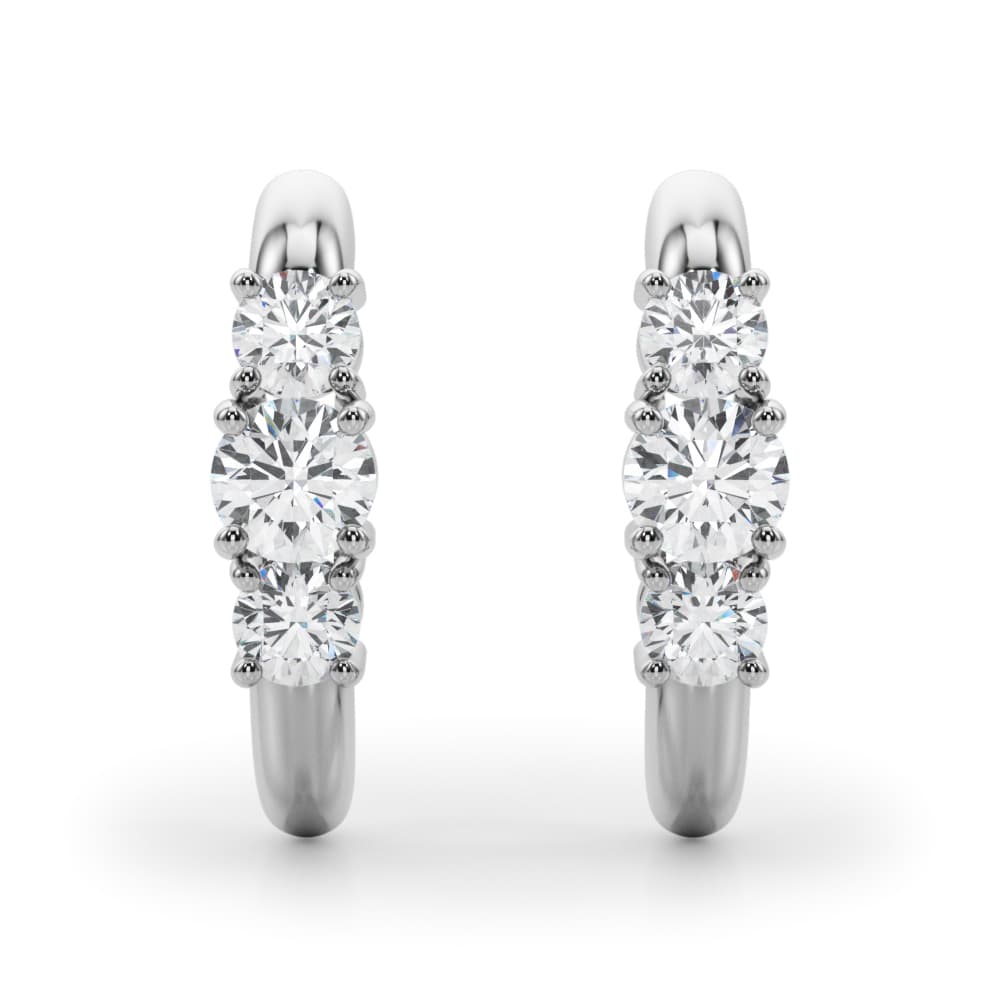 3-Stone Huggie Hoop Earrings — View 1