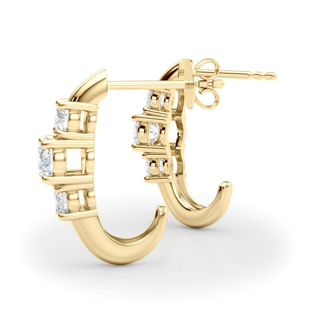 3-Stone Prong Set Earrings (0.48 ct. tw.), On hand view in yellow gold