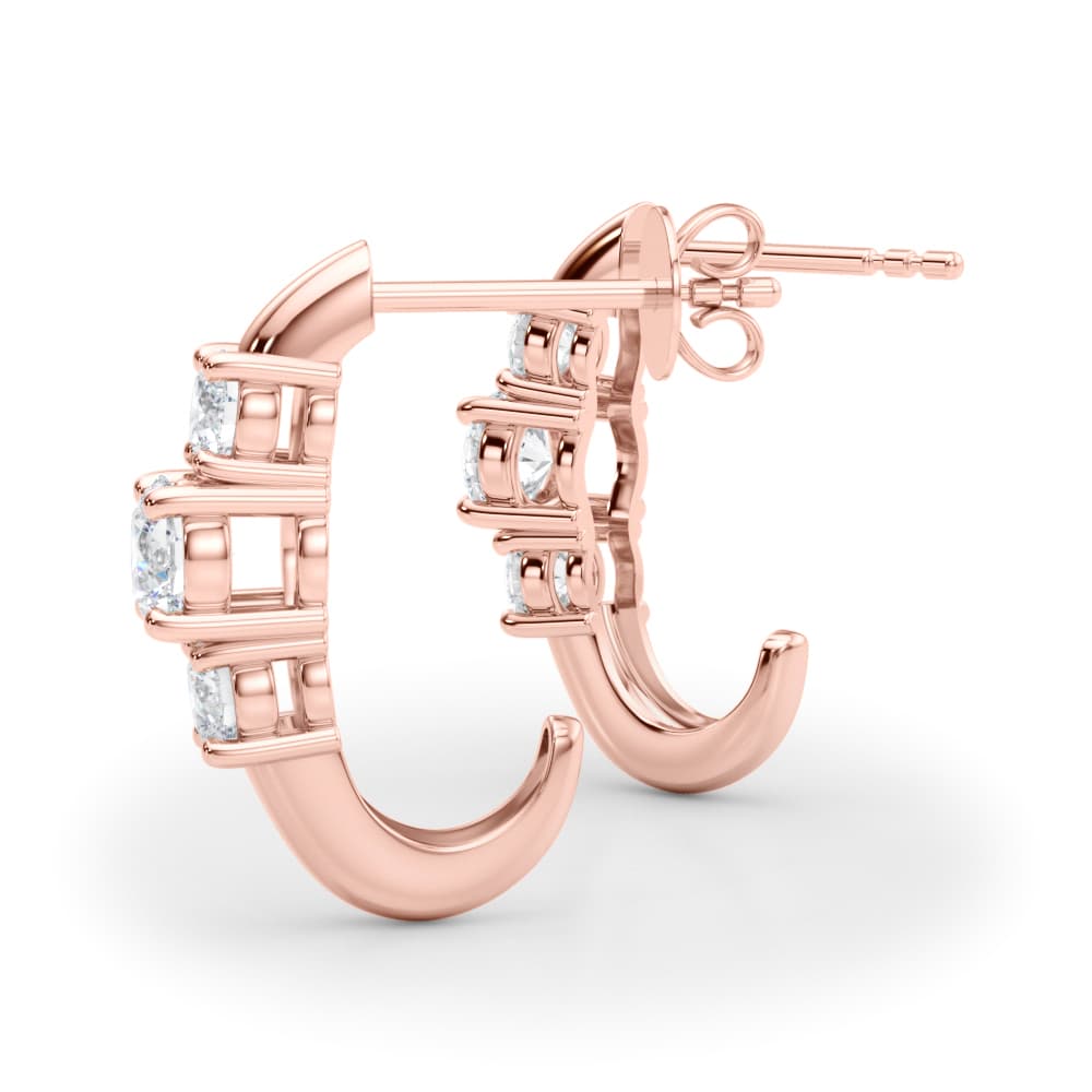 3-Stone Prong Set Earrings (0.48 ct. tw.), On hand view in rose gold