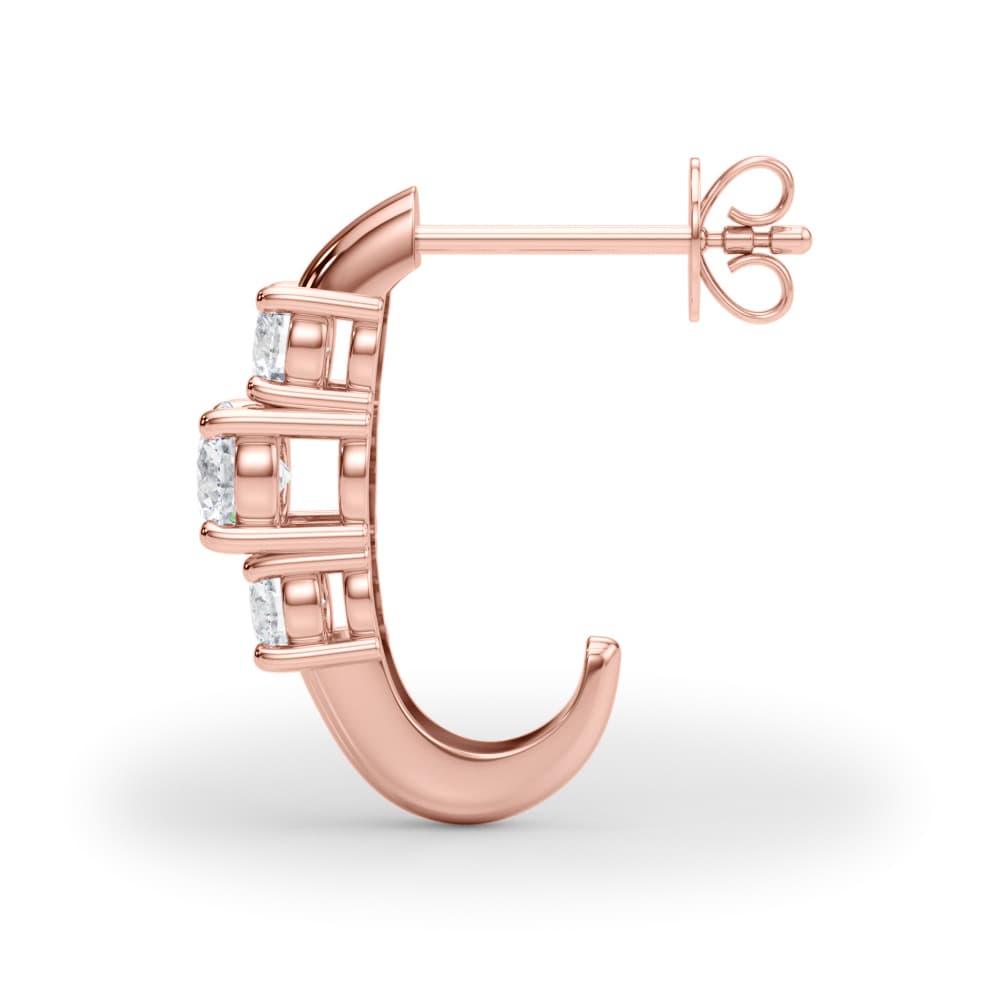 3-Stone Prong Set Earrings (0.48 ct. tw.), Side view in rose gold