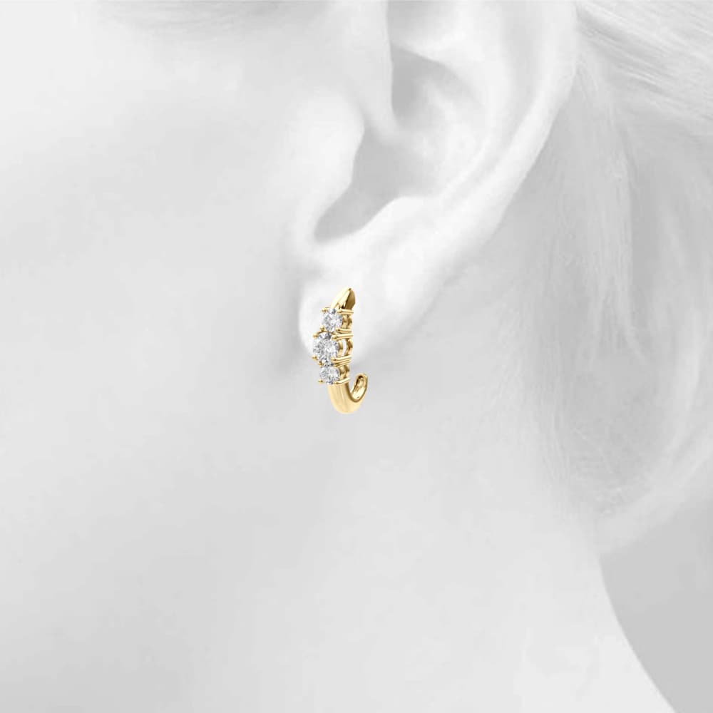 3-Stone Prong Set Earrings (0.48 ct. tw.), Top view in yellow gold