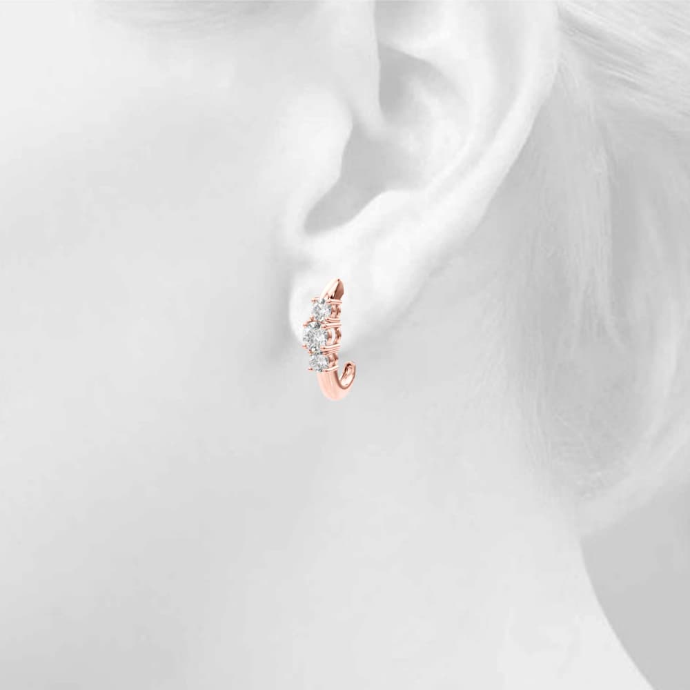 3-Stone Prong Set Earrings (0.48 ct. tw.), Top view in rose gold