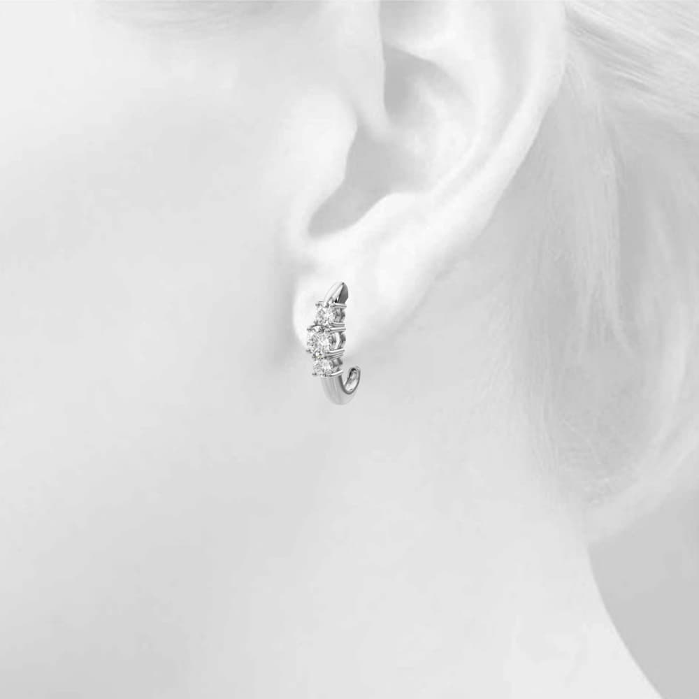 3-Stone Prong Set Earrings (0.48 ct. tw.), Top view in white gold or platinum