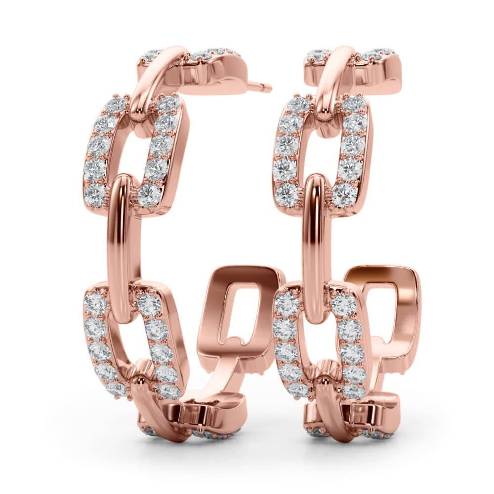 Chain Link Fashion Earrings (1.04 ct. tw.), Front view in rose gold