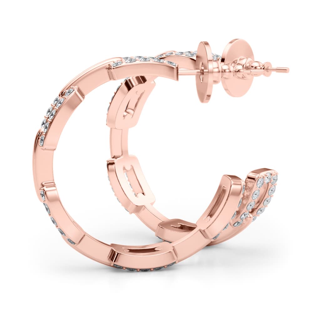 Chain Link Fashion Earrings (1.04 ct. tw.), On hand view in rose gold