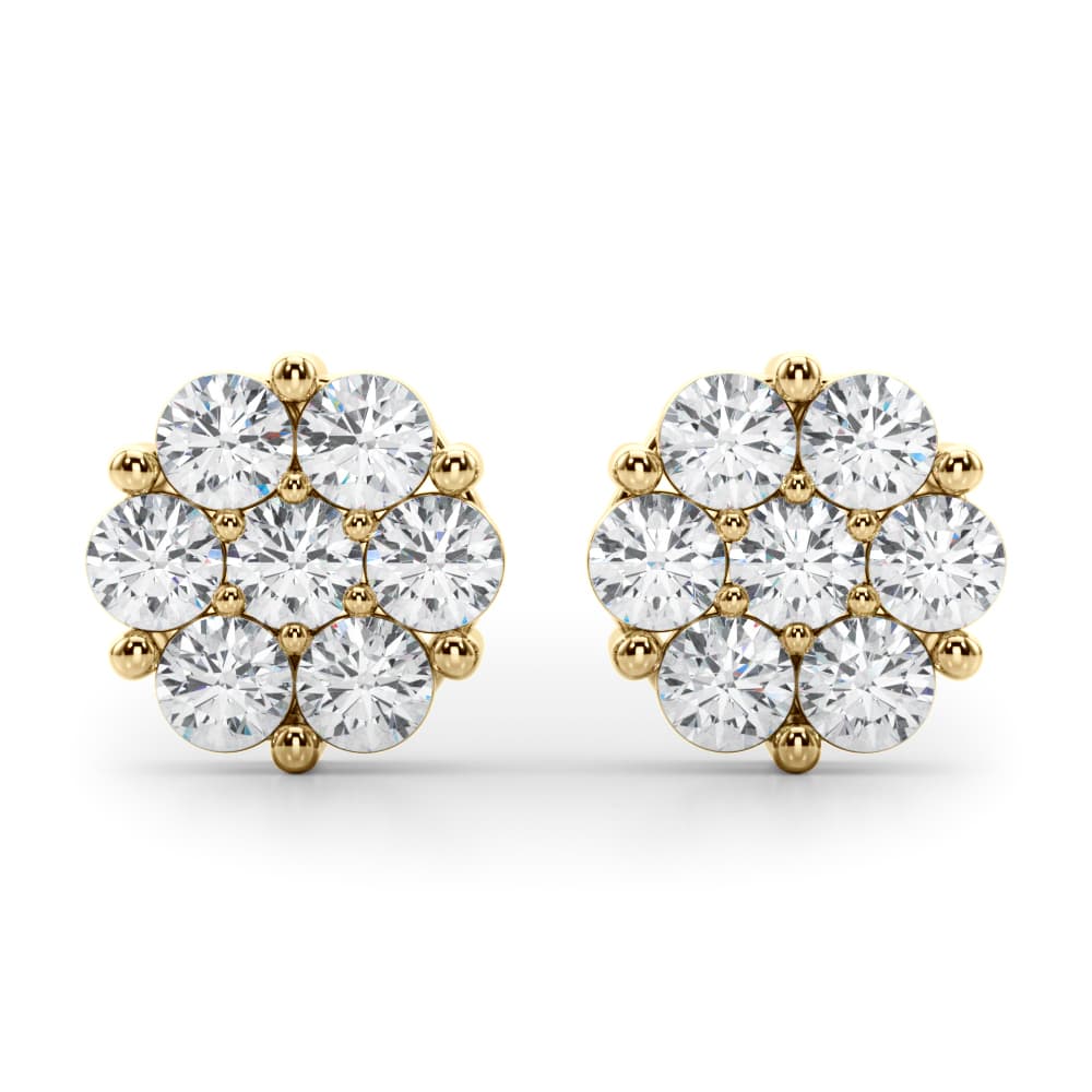 Lab-Grown Diamond Flower Cluster Earrings (2 ct. tw.), Front view in yellow gold