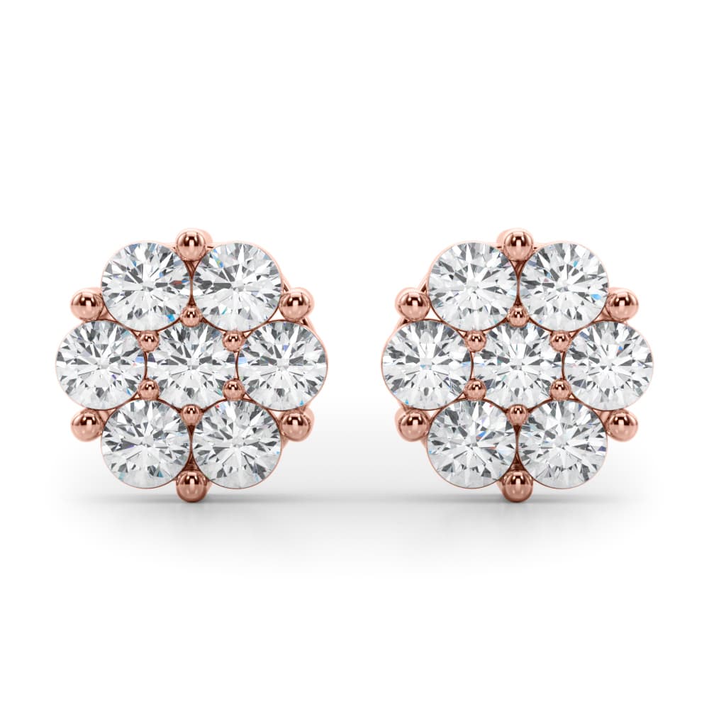 Lab-Grown Diamond Flower Cluster Earrings (2 ct. tw.), Front view in rose gold