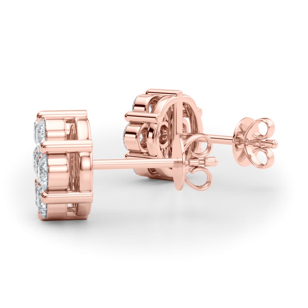 Lab-Grown Diamond Flower Cluster Earrings (2 ct. tw.), On hand view in rose gold