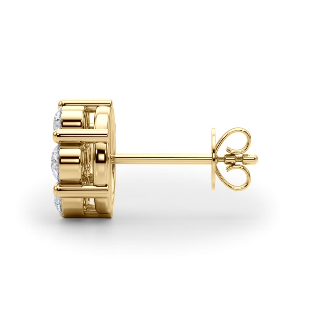 Lab-Grown Diamond Flower Cluster Earrings (2 ct. tw.), Side view in yellow gold