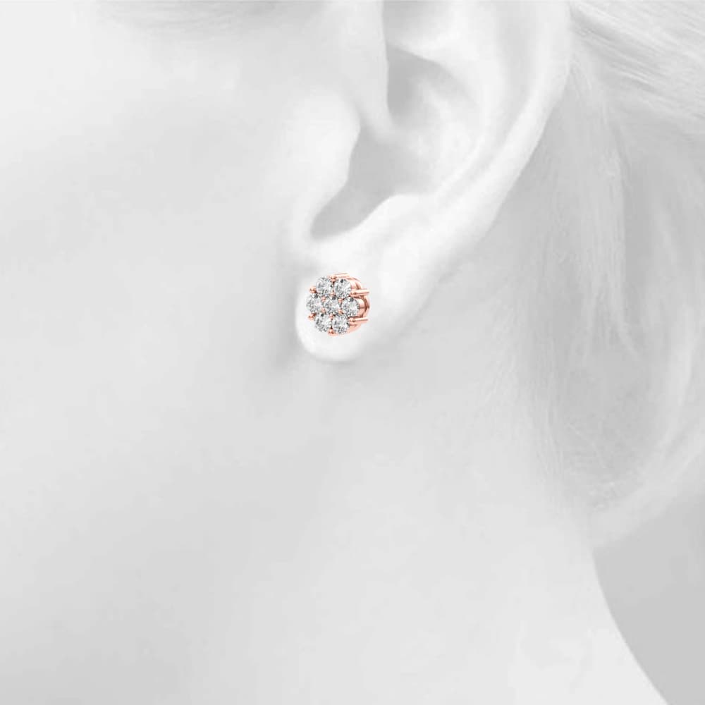 Lab-Grown Diamond Flower Cluster Earrings (2 ct. tw.), Top view in rose gold