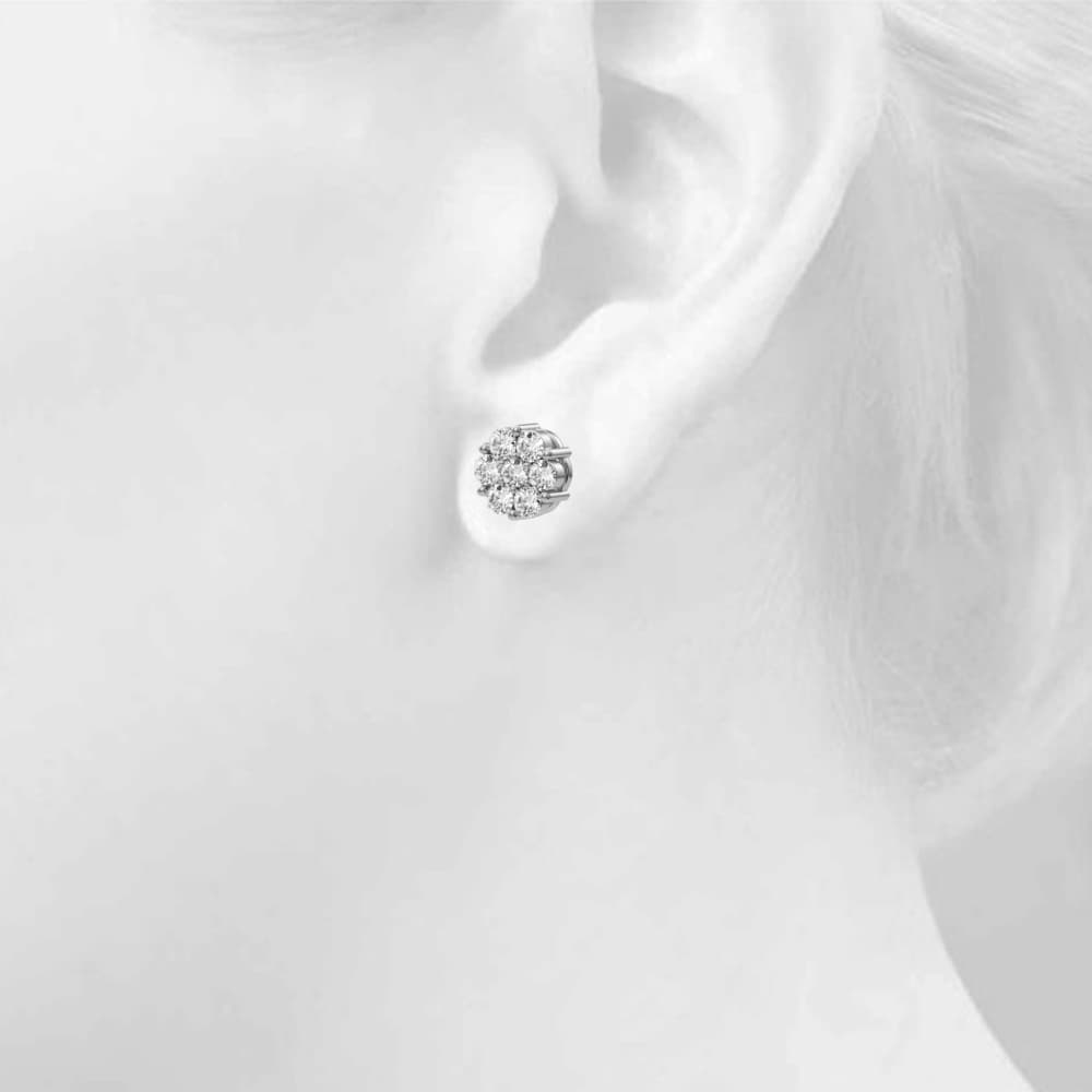 Lab-Grown Diamond Flower Cluster Earrings (2 ct. tw.), Top view in white gold or platinum