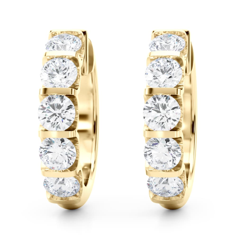 Lab-Grown Diamond Hoop Earrings (2 ct. tw.), Front view in yellow gold