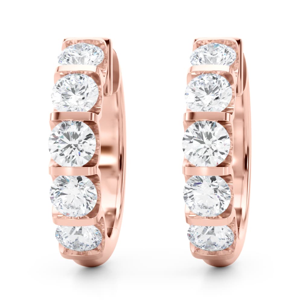 Lab-Grown Diamond Hoop Earrings (2 ct. tw.), Front view in rose gold