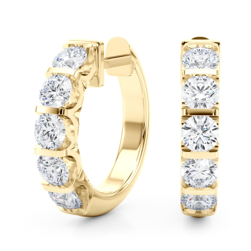 Lab-Grown Diamond Hoop Earrings (2 ct. tw.), Angle view in yellow gold