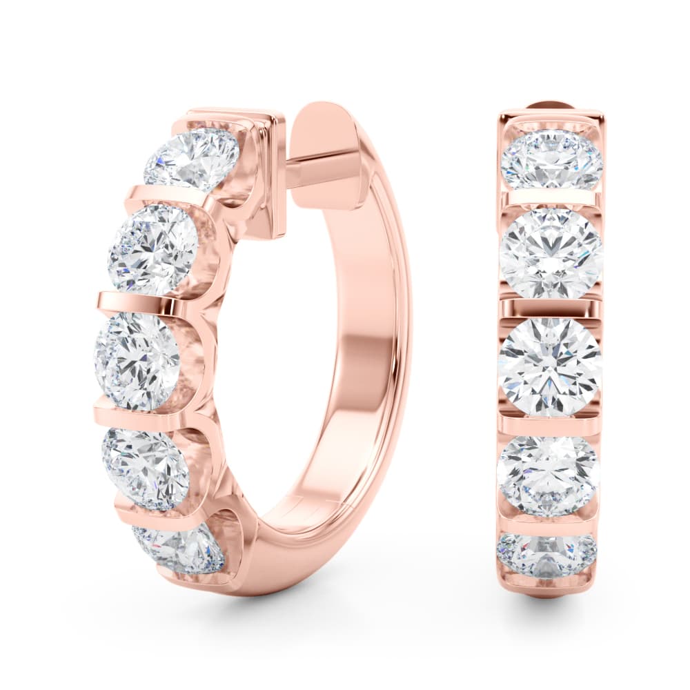 Lab-Grown Diamond Hoop Earrings (2 ct. tw.), Angle view in rose gold