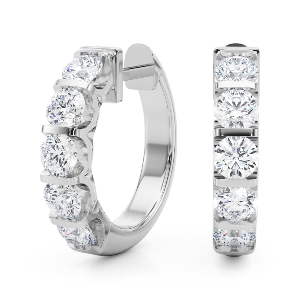 Lab-Grown Diamond Hoop Earrings (2 ct. tw.), Angle view in white gold or platinum