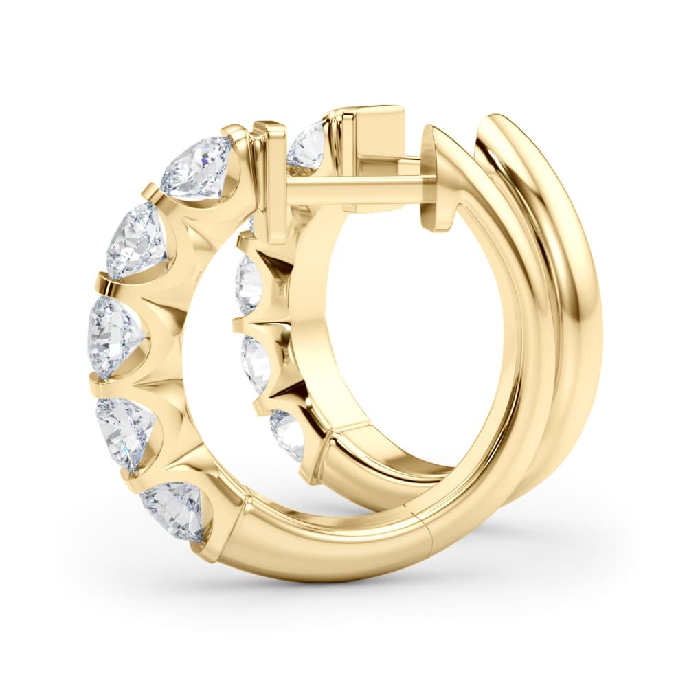 Lab-Grown Diamond Hoop Earrings (2 ct. tw.), On hand view in yellow gold