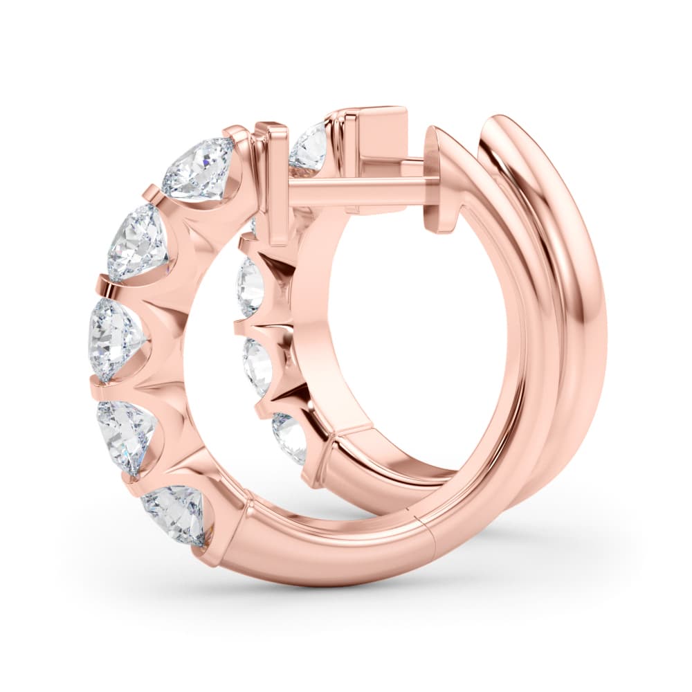 Lab-Grown Diamond Hoop Earrings (2 ct. tw.), On hand view in rose gold