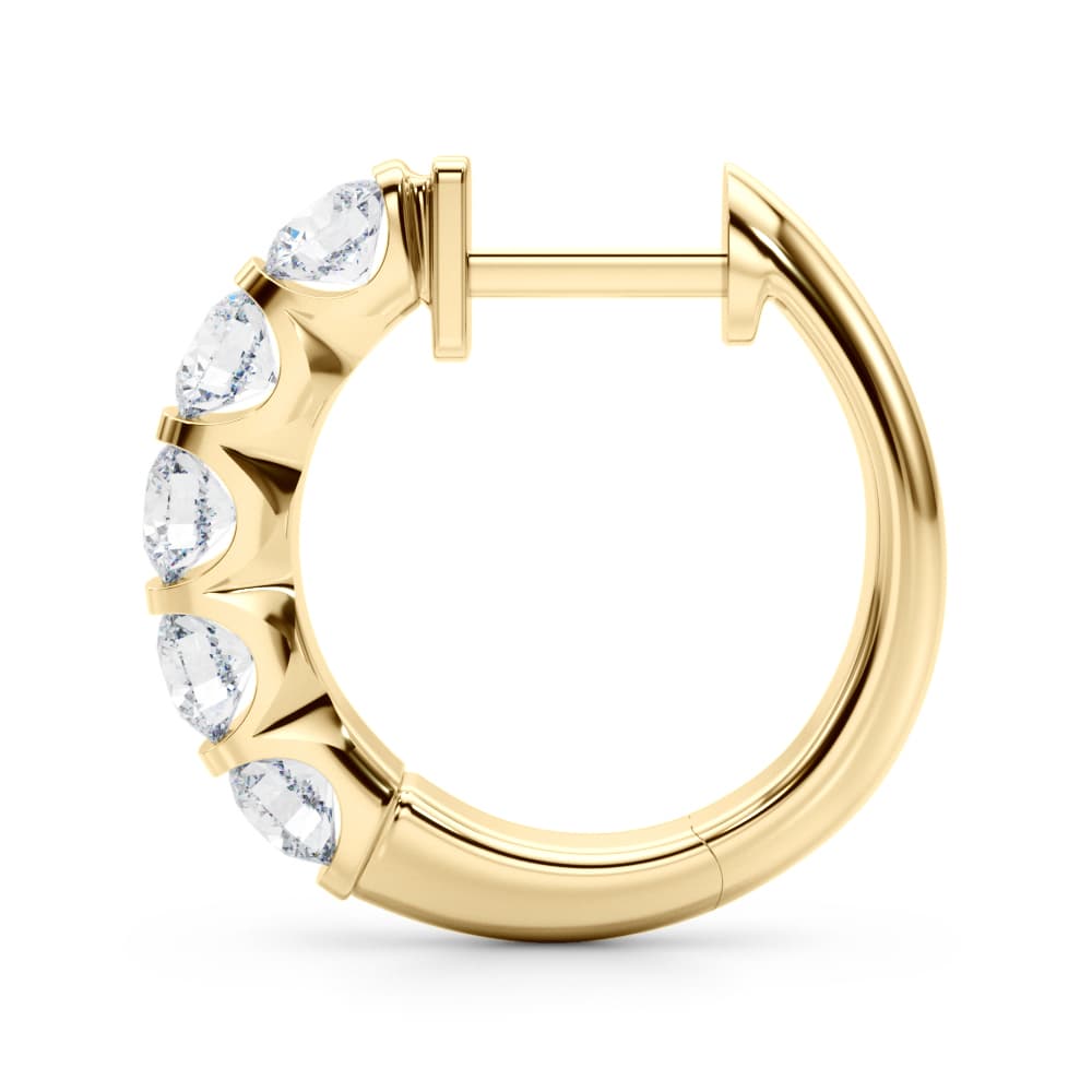 Lab-Grown Diamond Hoop Earrings (2 ct. tw.), Side view in yellow gold