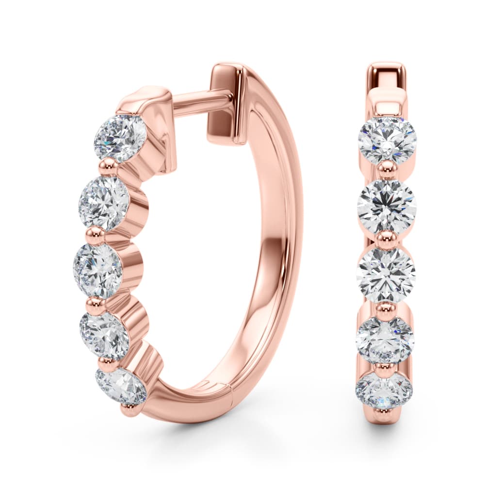Classic Hoop Earrings (1 ct. tw.), Angle view in rose gold