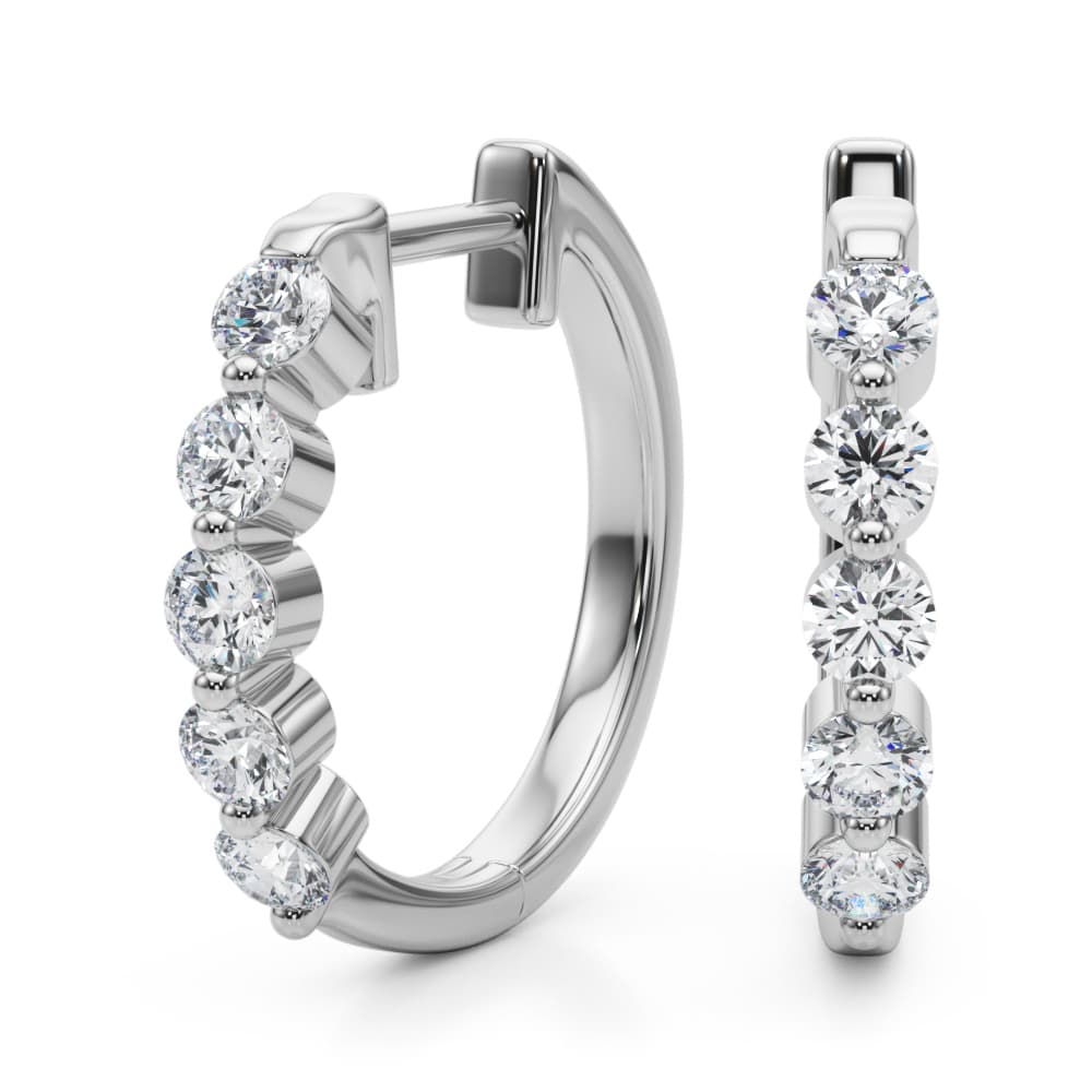 Classic Hoop Earrings (1 ct. tw.), Angle view in white gold or platinum