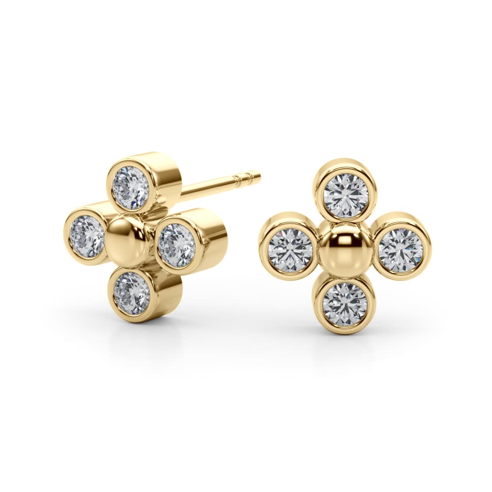Lab-Grown Diamond Cluster Earrings (1/2 ct. tw.), Angle view in yellow gold