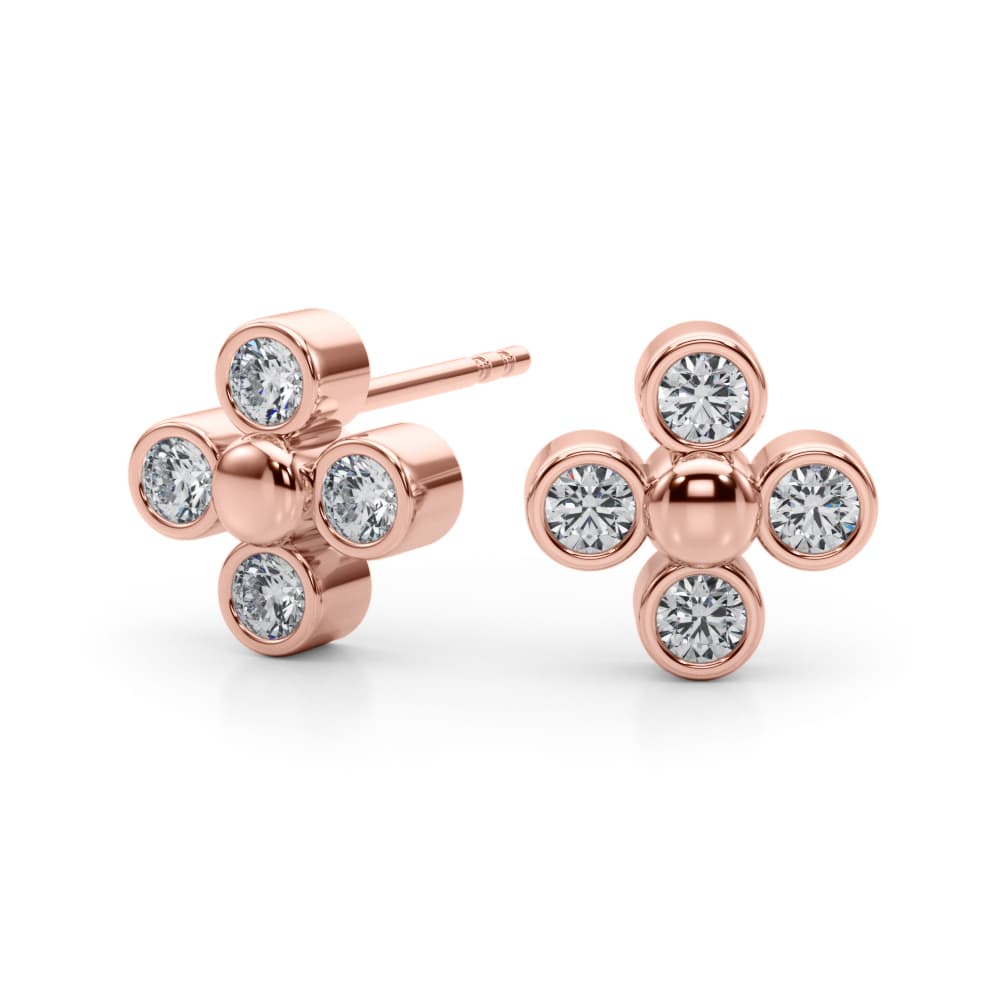 Lab-Grown Diamond Cluster Earrings (1/2 ct. tw.), Angle view in rose gold