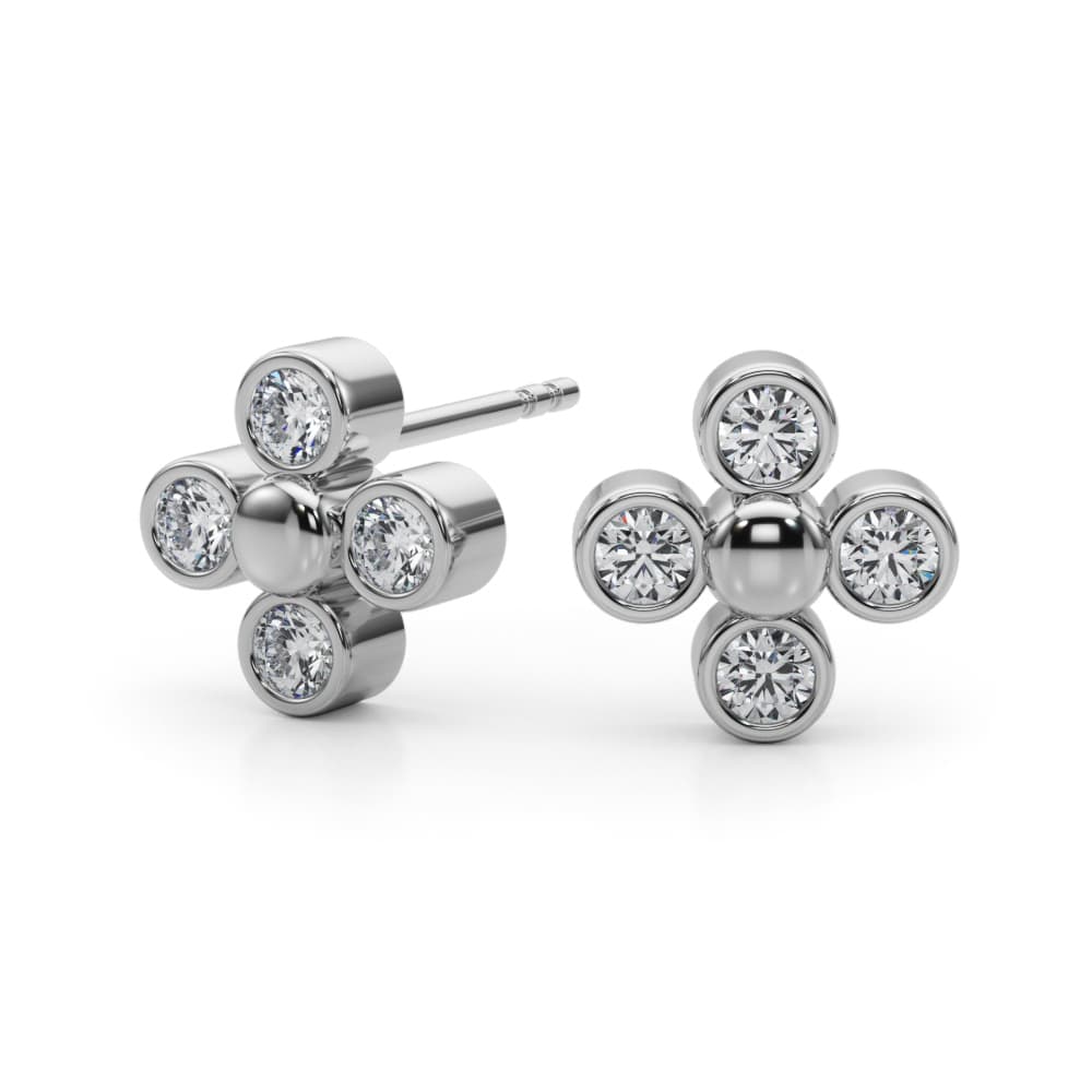 Lab-Grown Diamond Cluster Earrings (1/2 ct. tw.), Angle view in white gold or platinum