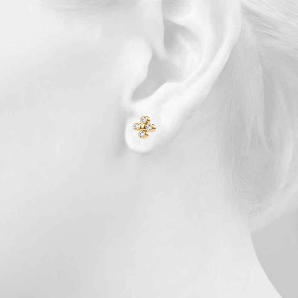 Lab-Grown Diamond Cluster Earrings (1/2 ct. tw.), Top view in yellow gold
