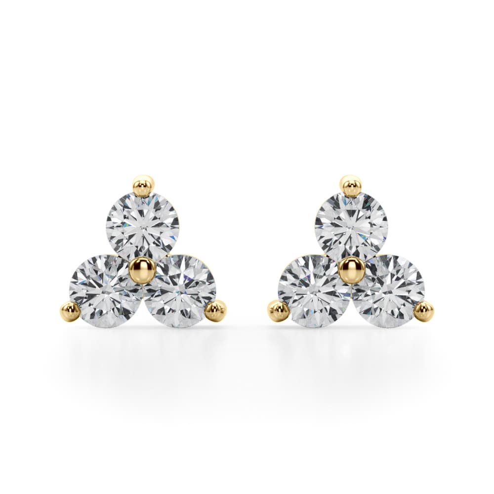 Lab-Grown Diamond 3-Stone Earrings (0.96 ct. tw.), Front view in yellow gold