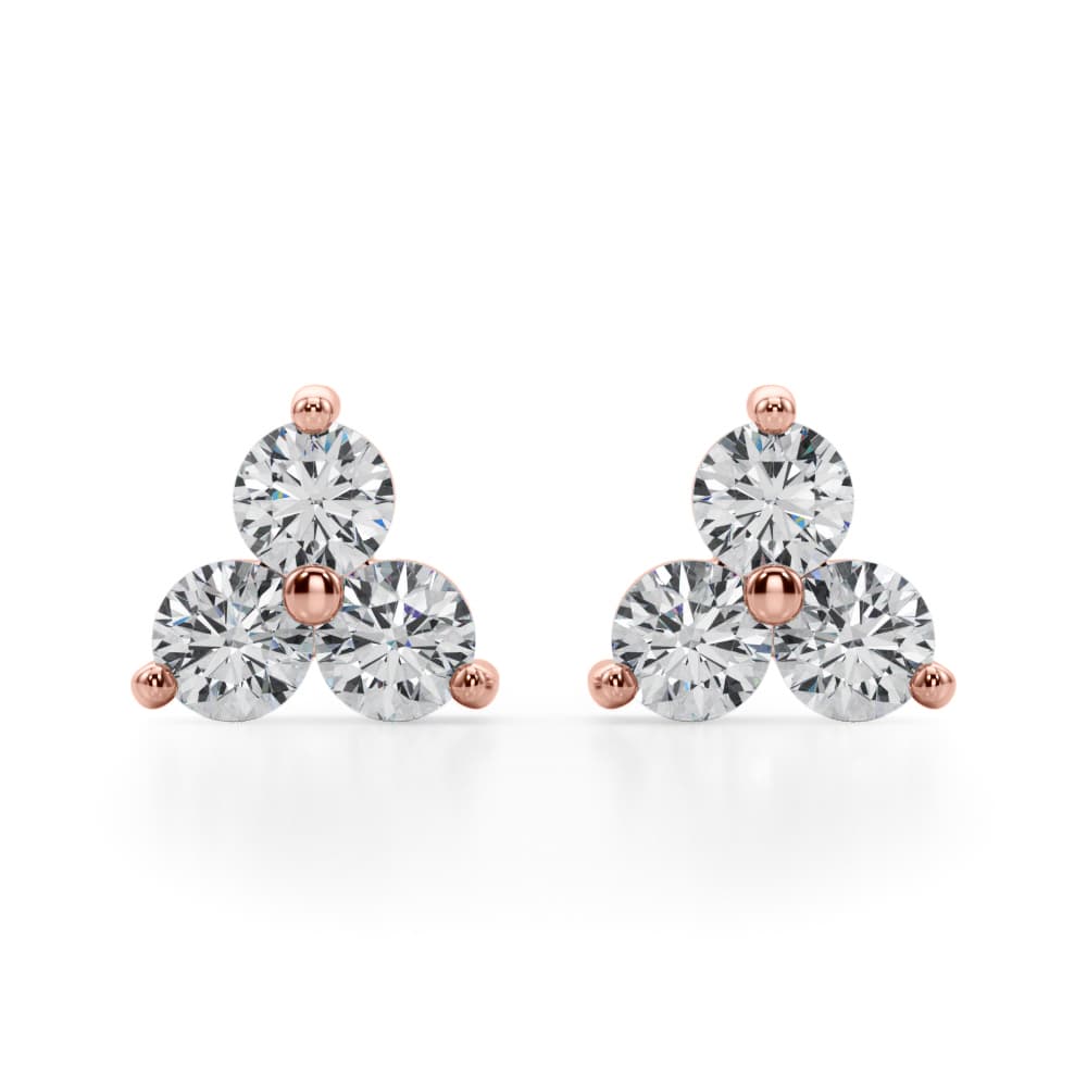 Lab-Grown Diamond 3-Stone Earrings (0.96 ct. tw.), Front view in rose gold