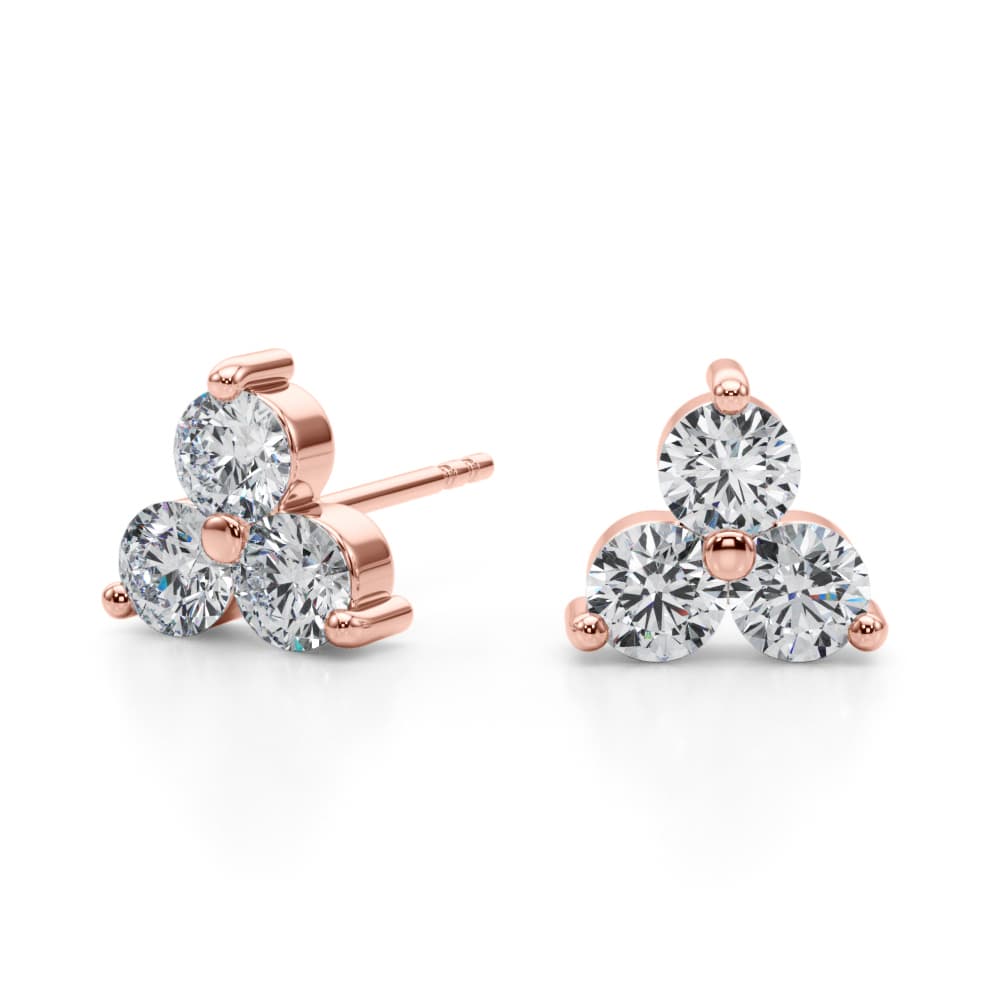 Lab-Grown Diamond 3-Stone Earrings (0.96 ct. tw.), Angle view in rose gold