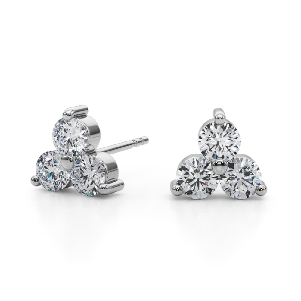 Lab-Grown Diamond 3-Stone Earrings (0.96 ct. tw.), Angle view in white gold or platinum