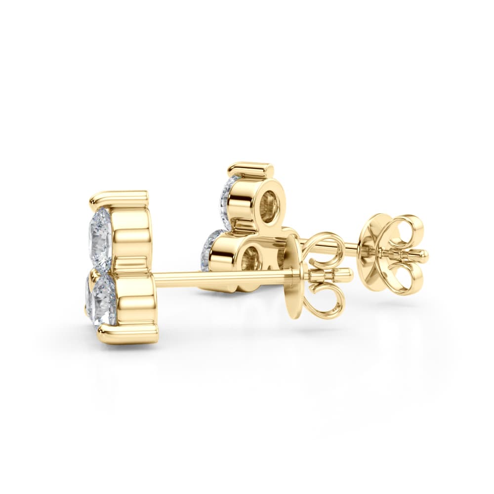 Lab-Grown Diamond 3-Stone Earrings (0.96 ct. tw.), On hand view in yellow gold