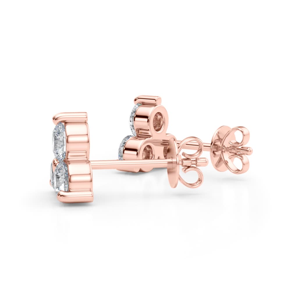 Lab-Grown Diamond 3-Stone Earrings (0.96 ct. tw.), On hand view in rose gold