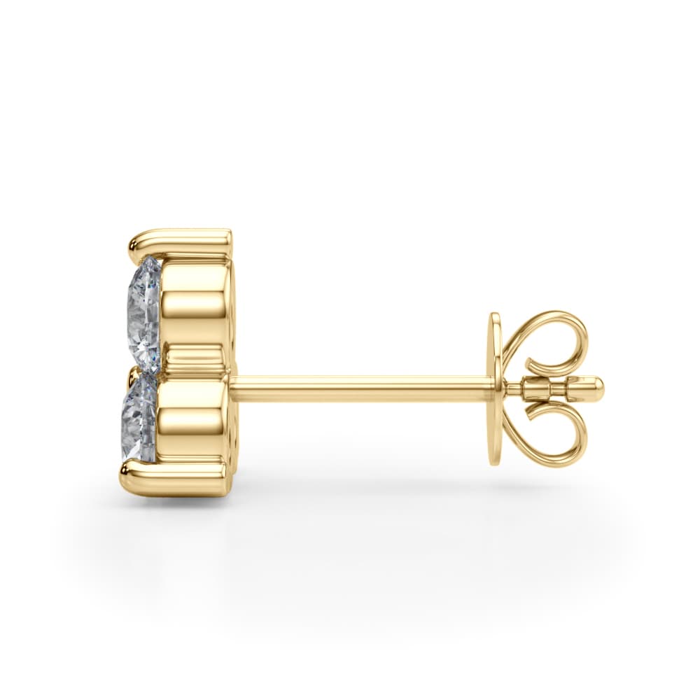 Lab-Grown Diamond 3-Stone Earrings (0.96 ct. tw.), Side view in yellow gold