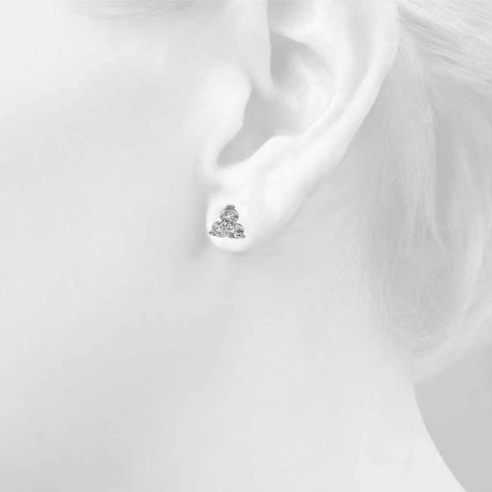 Lab-Grown Diamond 3-Stone Earrings (0.96 ct. tw.), Top view in white gold or platinum