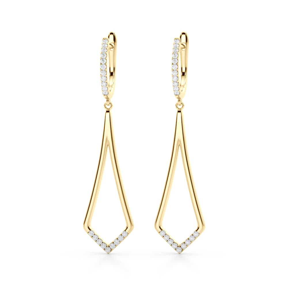 Lab-Grown Diamond Accented Drop Fashion Earrings (0.21 ct. tw.), Front view in yellow gold