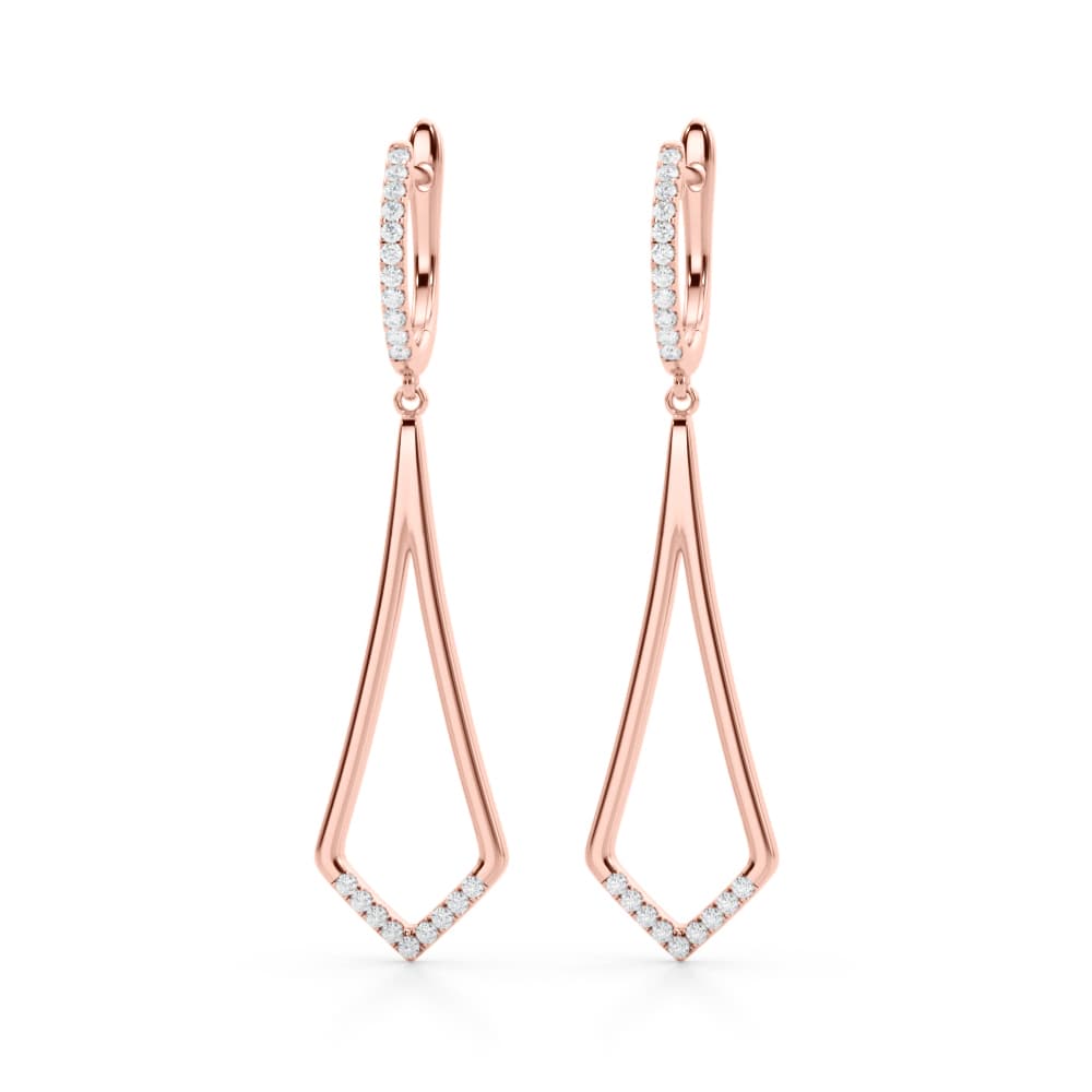 Lab-Grown Diamond Accented Drop Fashion Earrings (0.21 ct. tw.), Front view in rose gold
