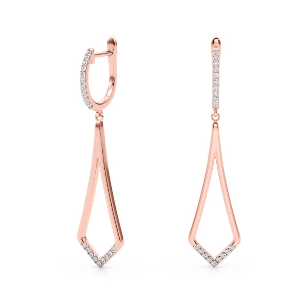 Lab-Grown Diamond Accented Drop Fashion Earrings (0.21 ct. tw.), Angle view in rose gold