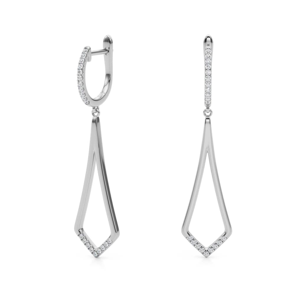 Lab-Grown Diamond Accented Drop Fashion Earrings (0.21 ct. tw.), Angle view in white gold or platinum