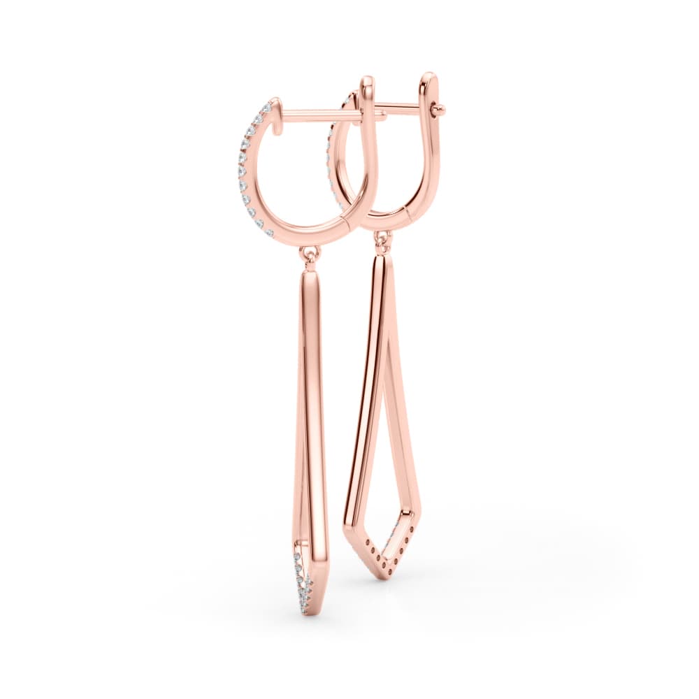 Lab-Grown Diamond Accented Drop Fashion Earrings (0.21 ct. tw.), On hand view in rose gold