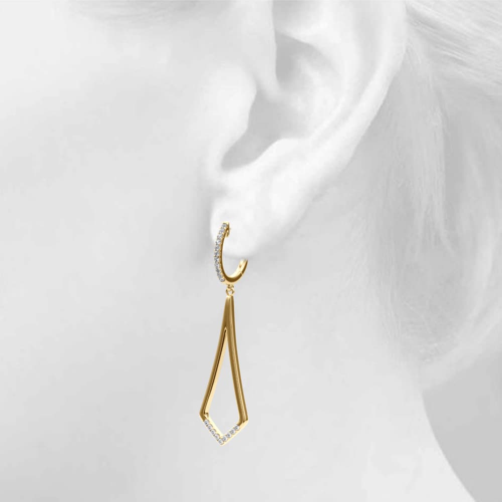 Lab-Grown Diamond Accented Drop Fashion Earrings (0.21 ct. tw.), Top view in yellow gold