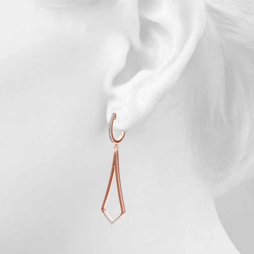 Lab-Grown Diamond Accented Drop Fashion Earrings (0.21 ct. tw.), Top view in rose gold