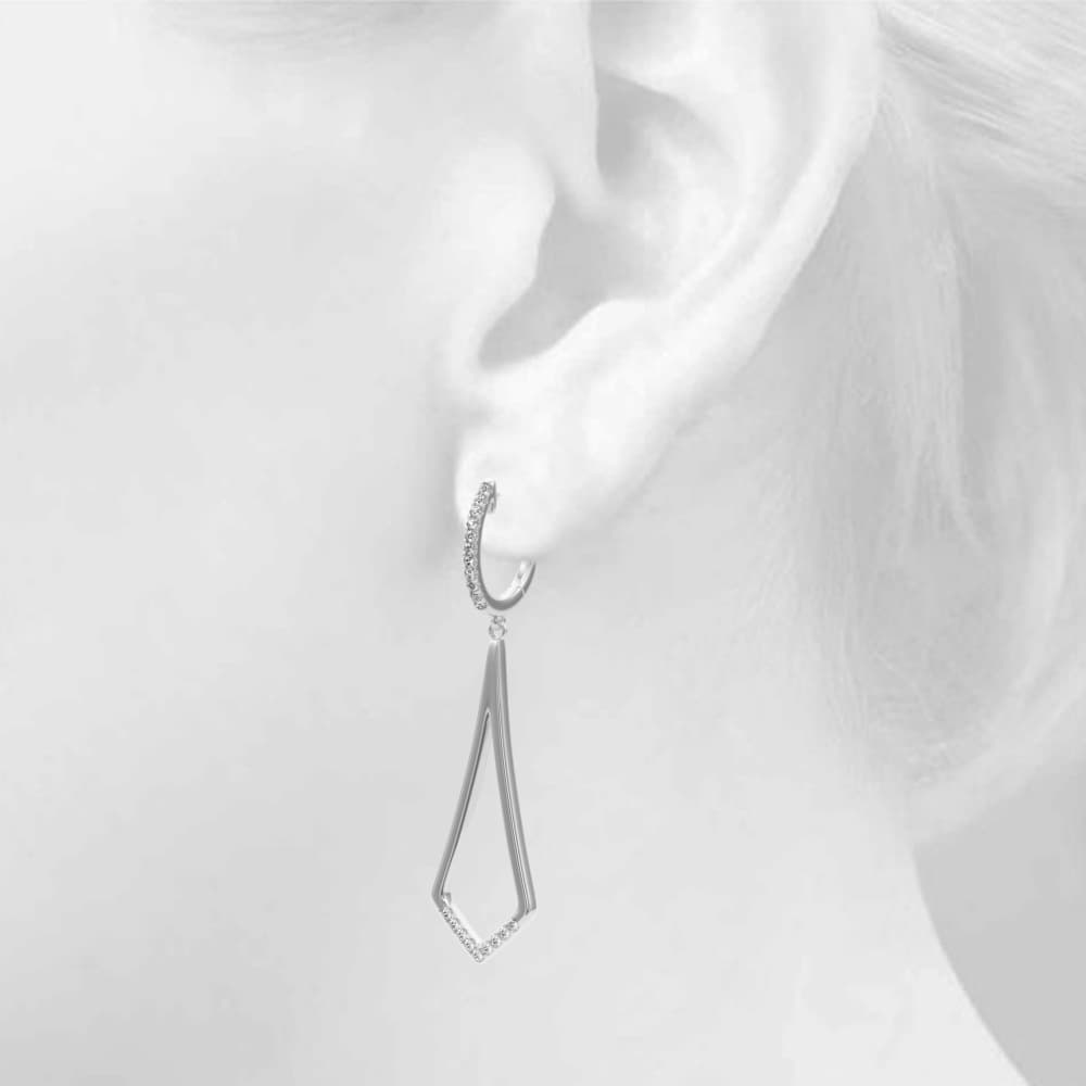 Lab-Grown Diamond Accented Drop Fashion Earrings (0.21 ct. tw.), Top view in white gold or platinum