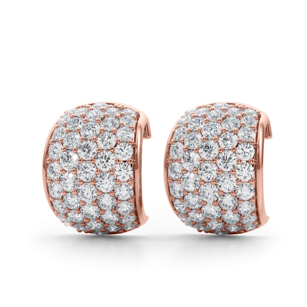 Multi-Row Pavé Huggie Earrings (1 ct. tw.), Front view in rose gold