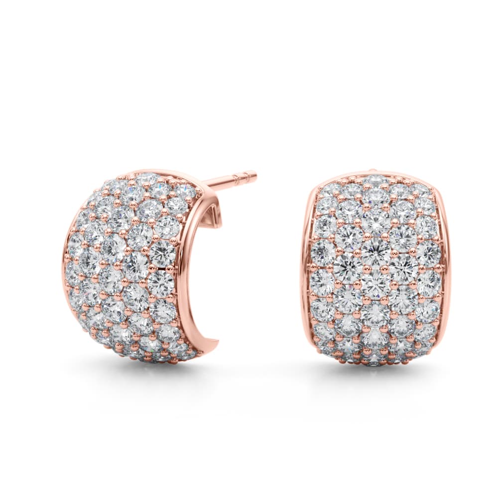 Multi-Row Pavé Huggie Earrings (1 ct. tw.), Angle view in rose gold